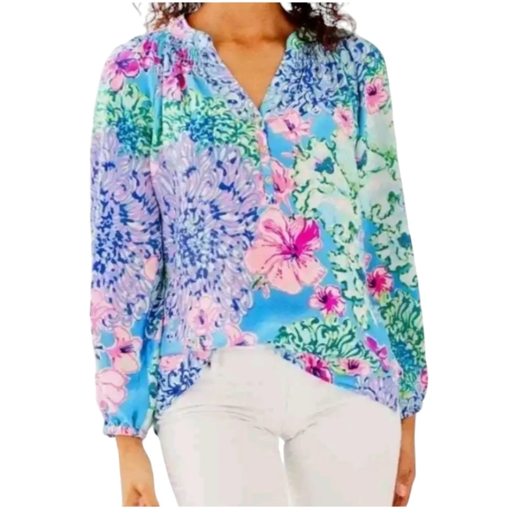 RARE Lilly Pulitzer Silk Elsa Size M in Special Delivery - Picture 1 of 4